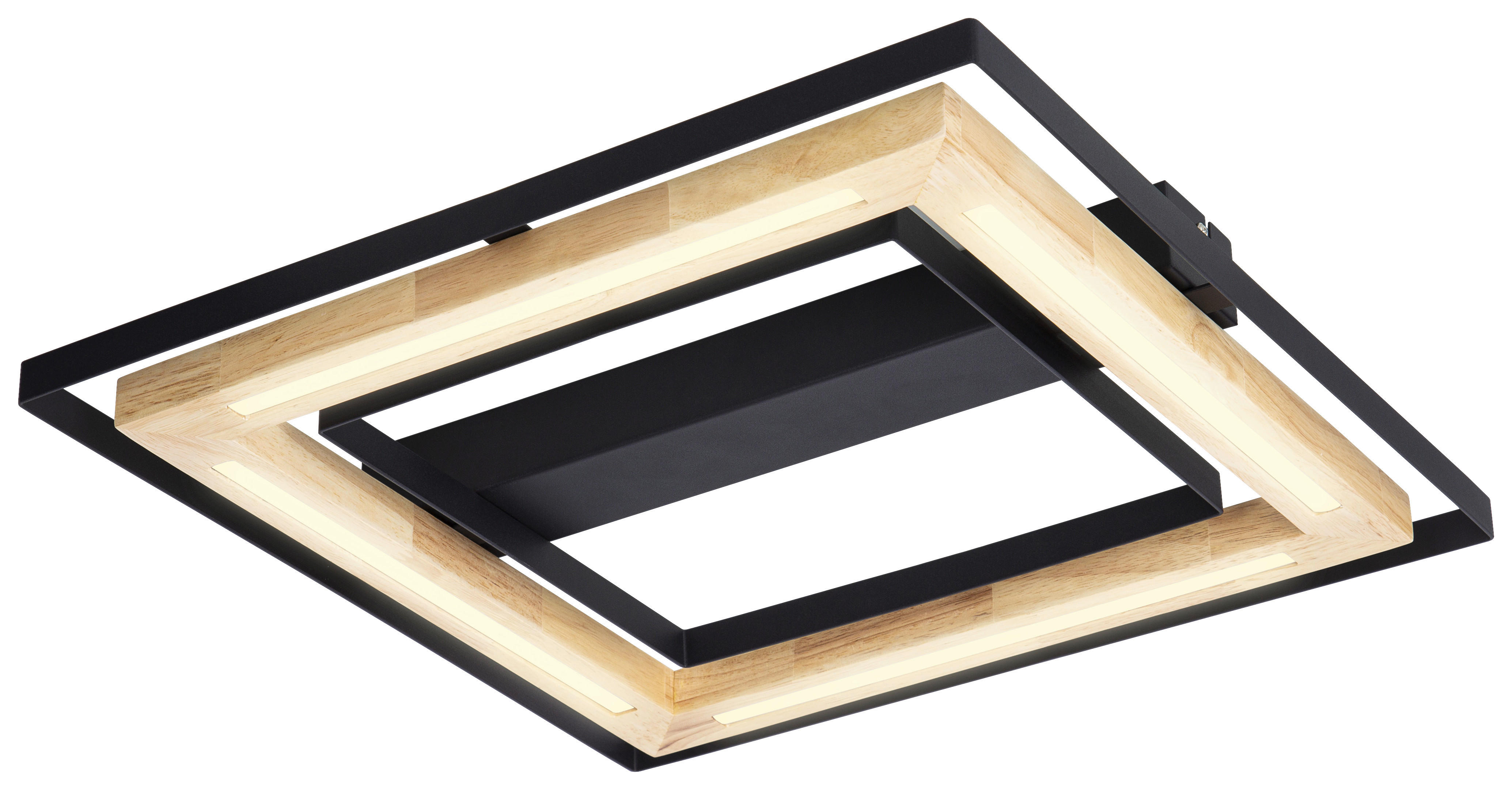 Nowa LED-Deckenleuchte 62274608 natur schwarz Metall Bambus B/H/T: ca. 46x6x46 cm 1 Brennstellen