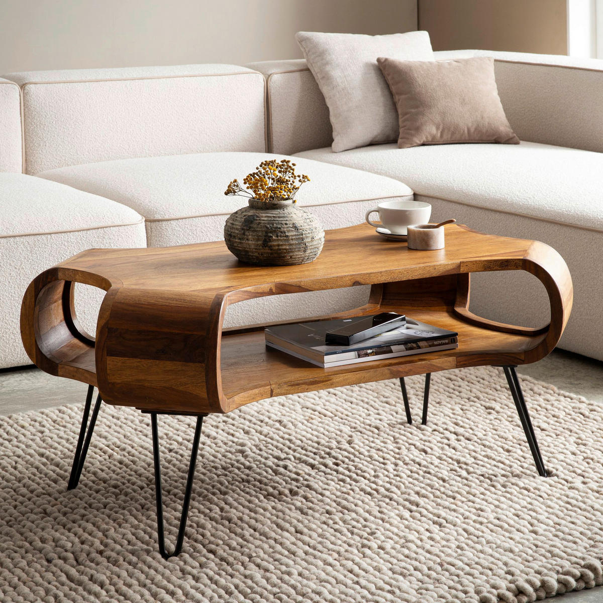 Couchtisch braun B/H/T: ca. 100x47x60 cm Couchtisch - braun (100,00/47,00/60,00cm) - Wohnling