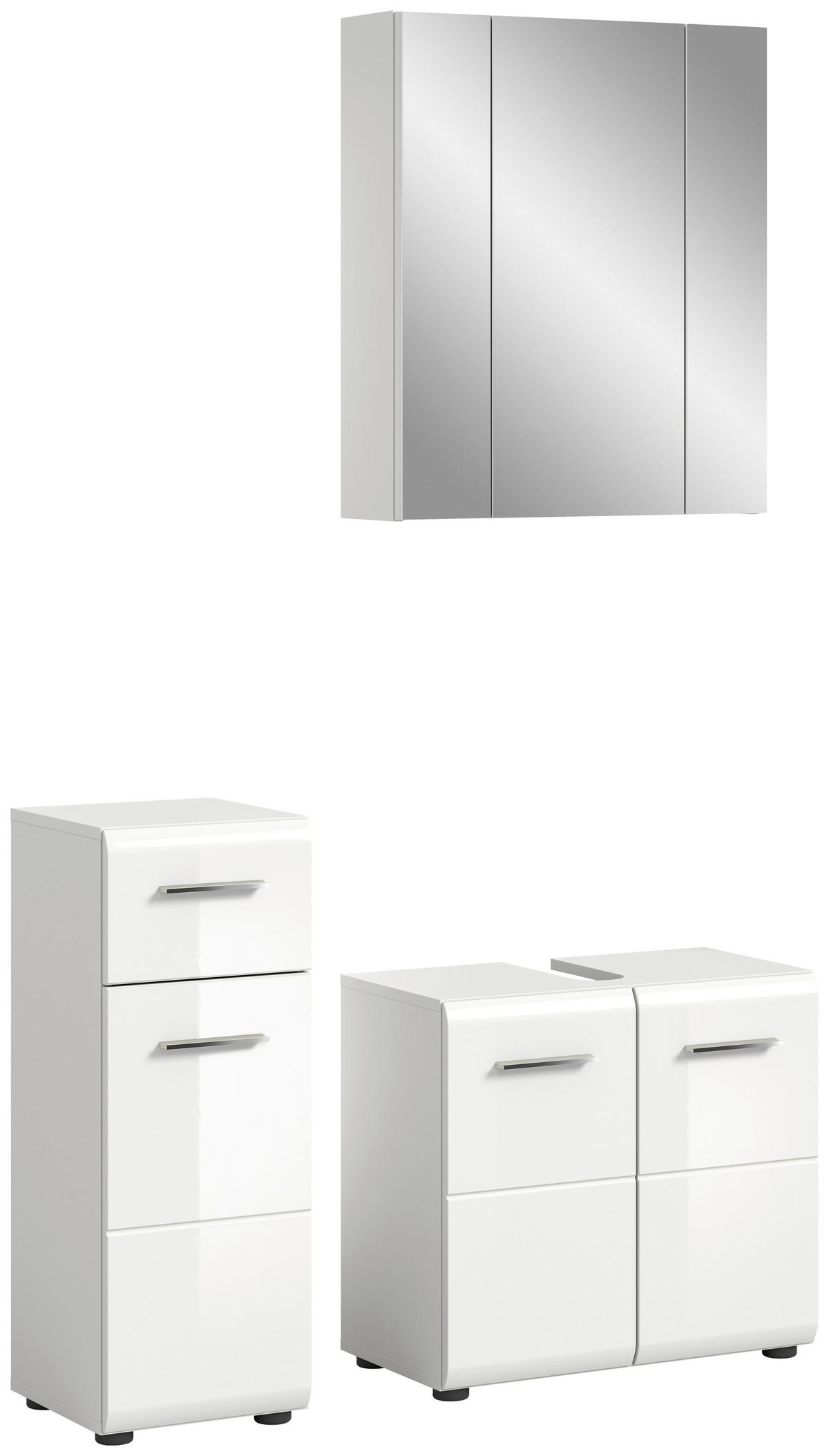Badezimmer-Set ICE weiß weiß Hochglanz B/H/T: ca. 105x190x32 cm ICE - weiß (105,00/190,00/32,00cm) - xonox.home
