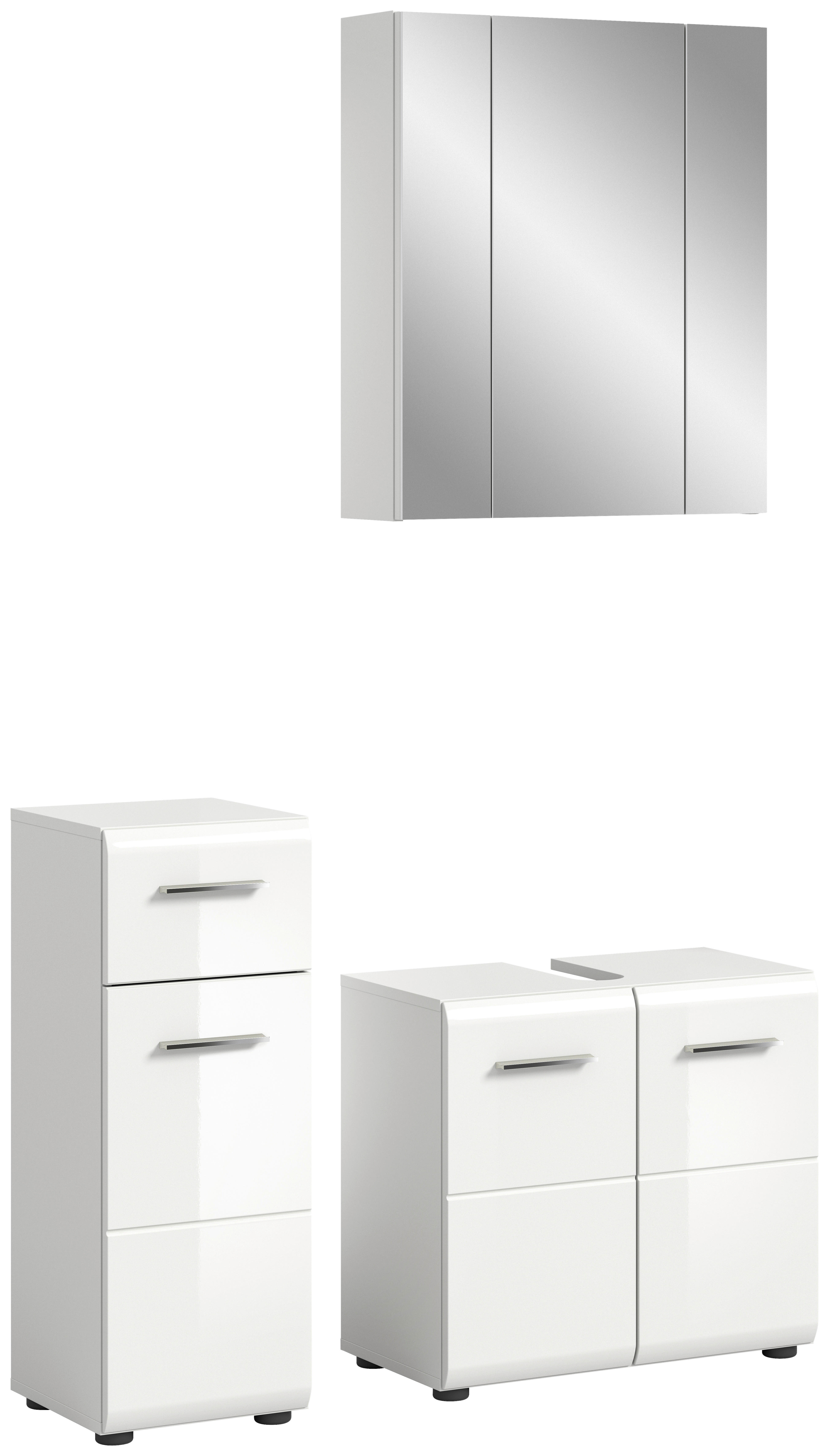 Badezimmer-Set ICE weiß weiß Hochglanz B/H/T: ca. 105x190x32 cm günstig online kaufen