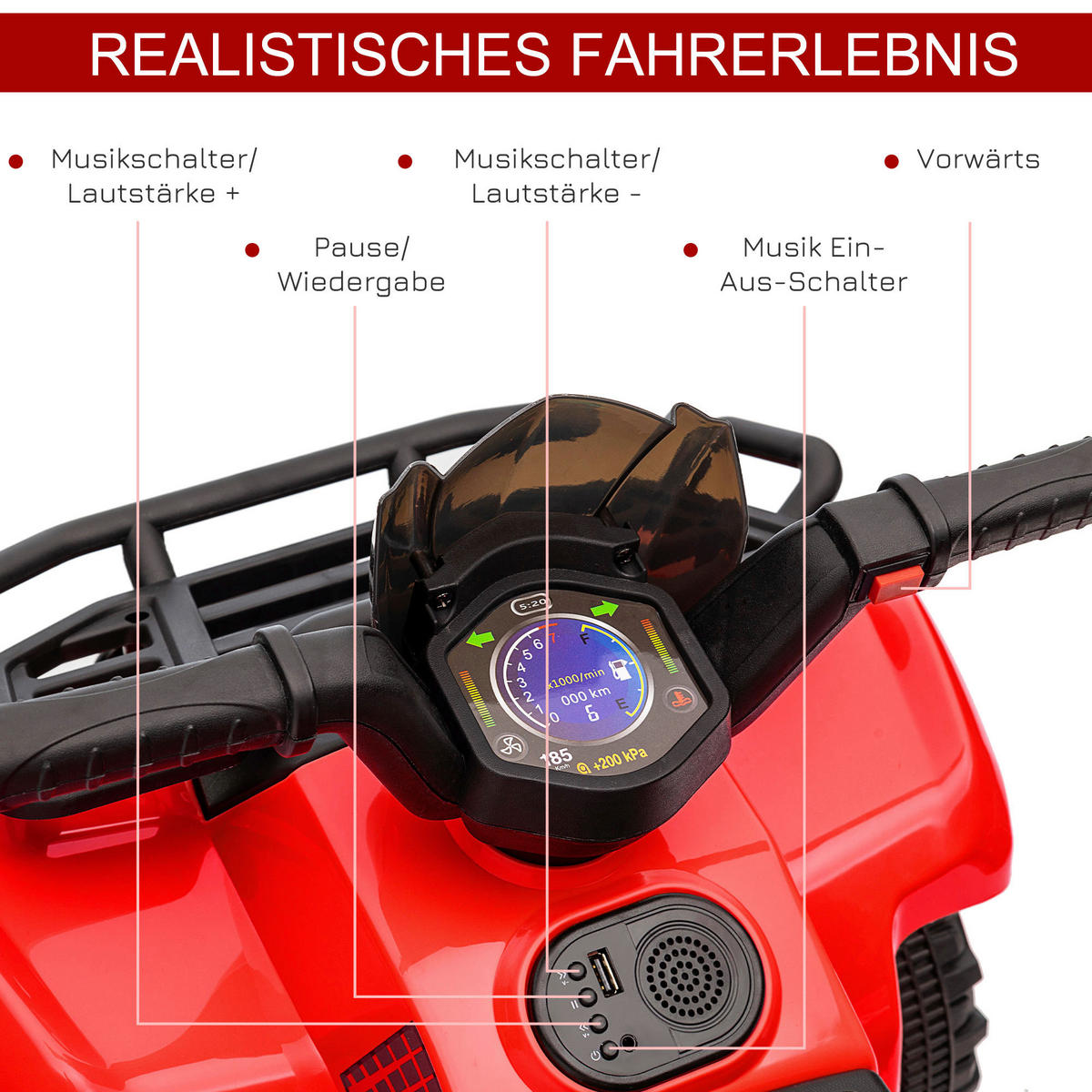 HOMCOM Kinderauto rot B/H/L: ca. 42x70x45 cm Kinder-Elektrofahrzeug - rot (45,00/42,00/70,00cm) - HOMCOM