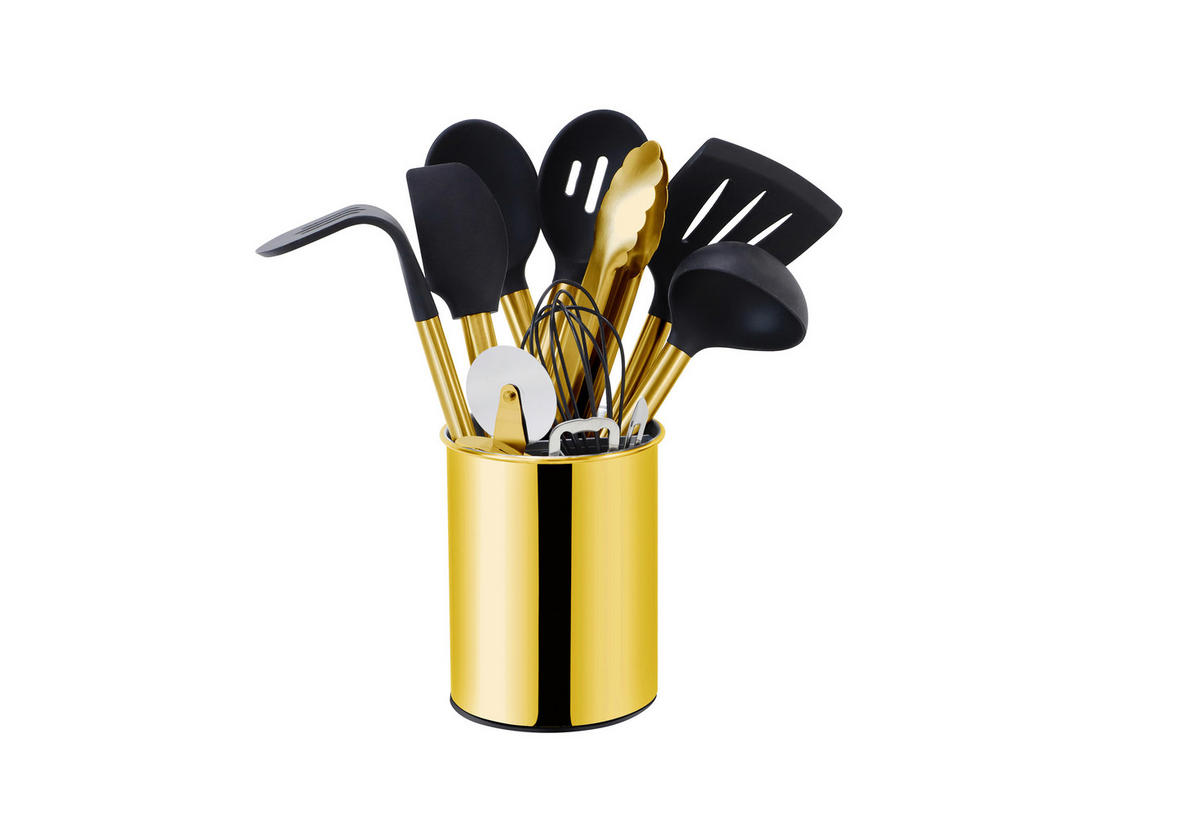 ECHTWERK Küchenhelfer gold Edelstahl B/H/L: ca. 14x37,3x14 cm Küchenhelferset_12tlg. - gold (14,00/14,00/37,30cm) - ECHTWERK