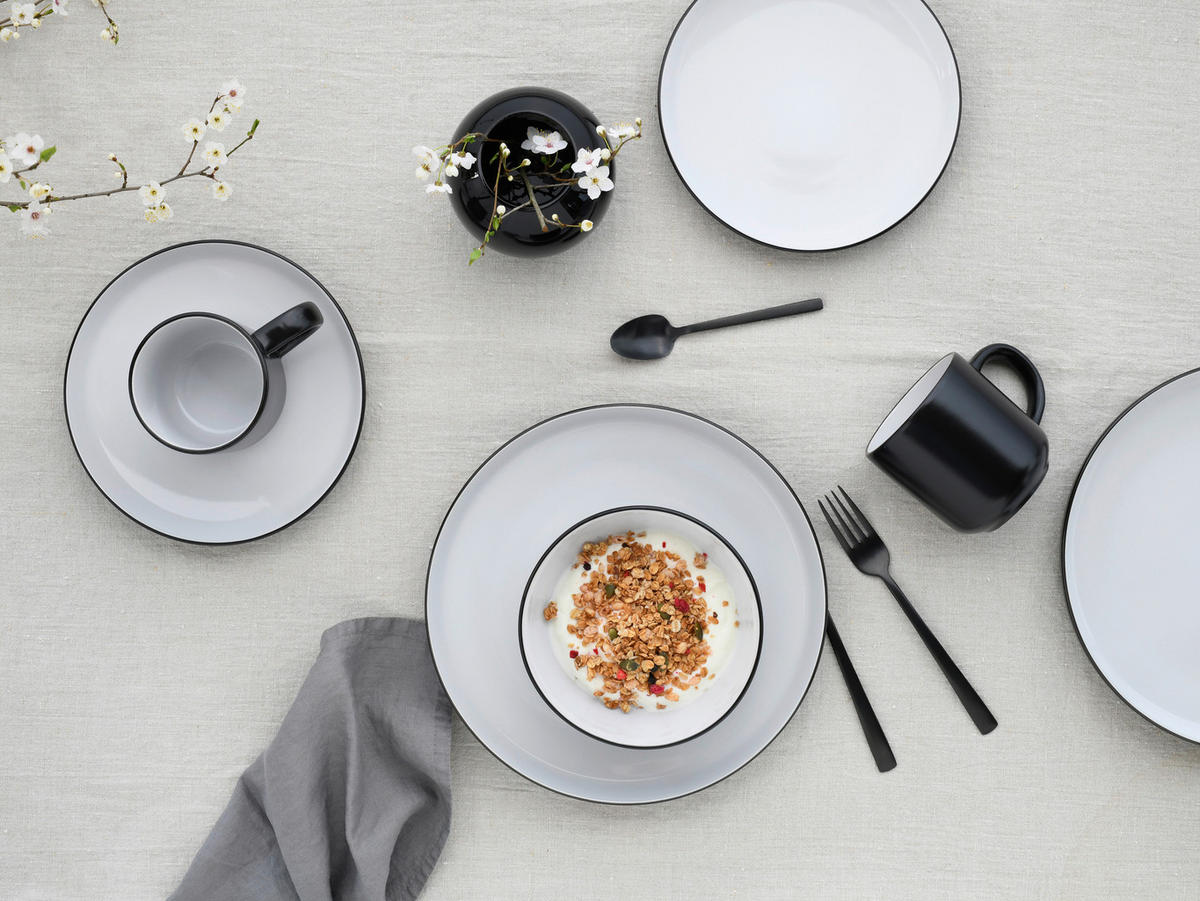 CreaTable Kombiservice Nordic weiß Steinzeug 16 tlg. Nordic - weiß/schwarz - CreaTable