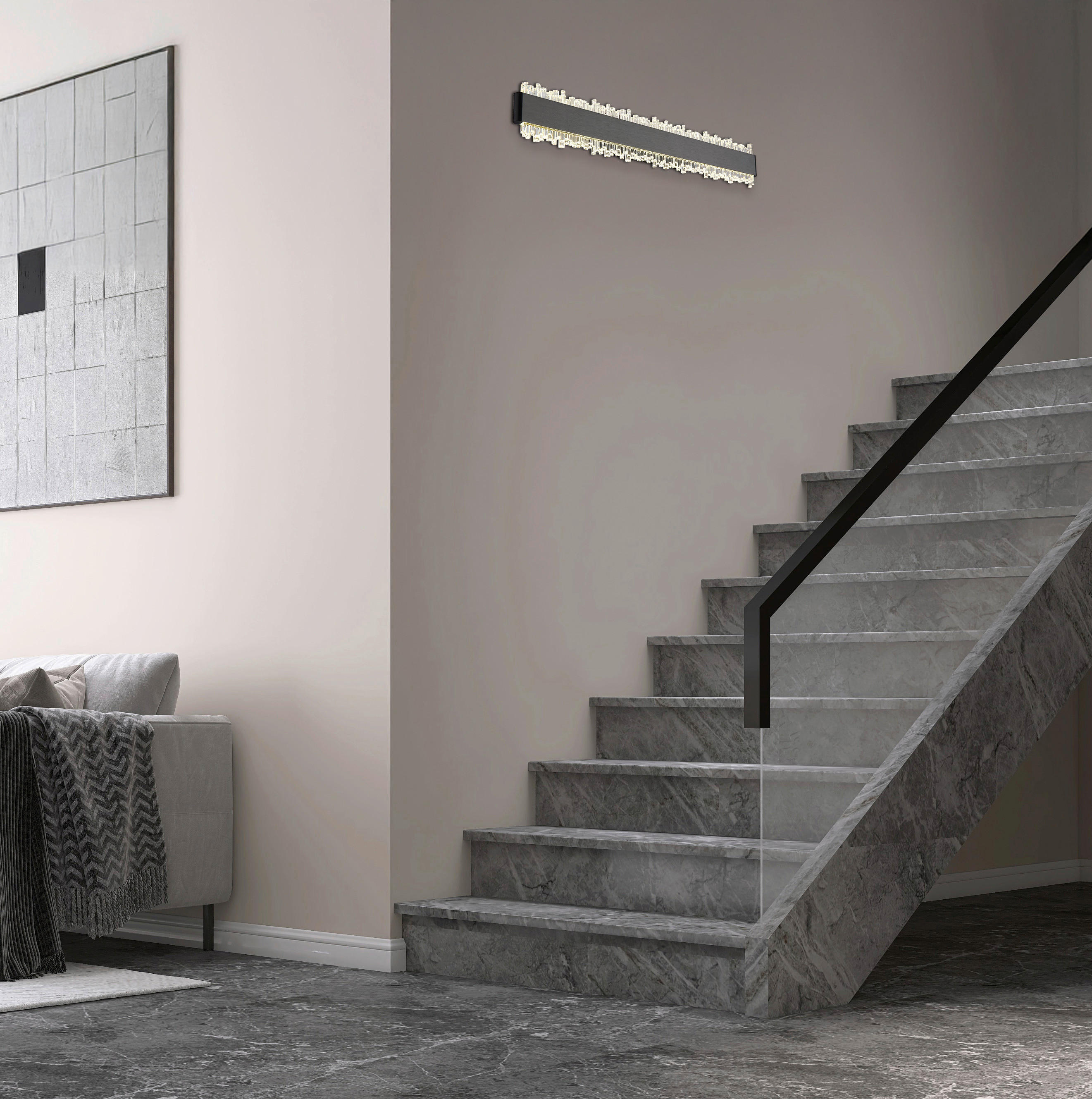 GLOBO Wandleuchte schwarz grau Metall Aluminium B/H/L: ca. 6,5x53,5x14,5 cm Wandleuchte-Stalagmita - schwarz/grau (14,50/6,50/53,50cm) - GLOBO