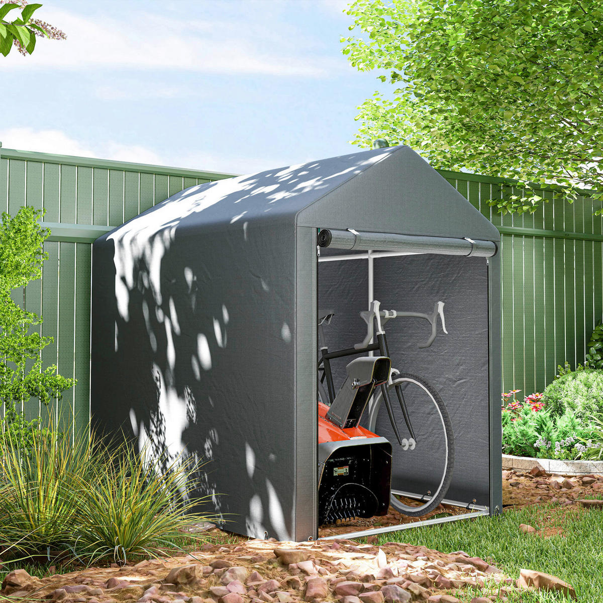 Outsunny Garagenzelt dunkelgrau Polyester B/H/L: ca. 179x165x120 cm Garagenzelt - dunkelgrau (120,00/179,00/165,00cm) - Outsunny