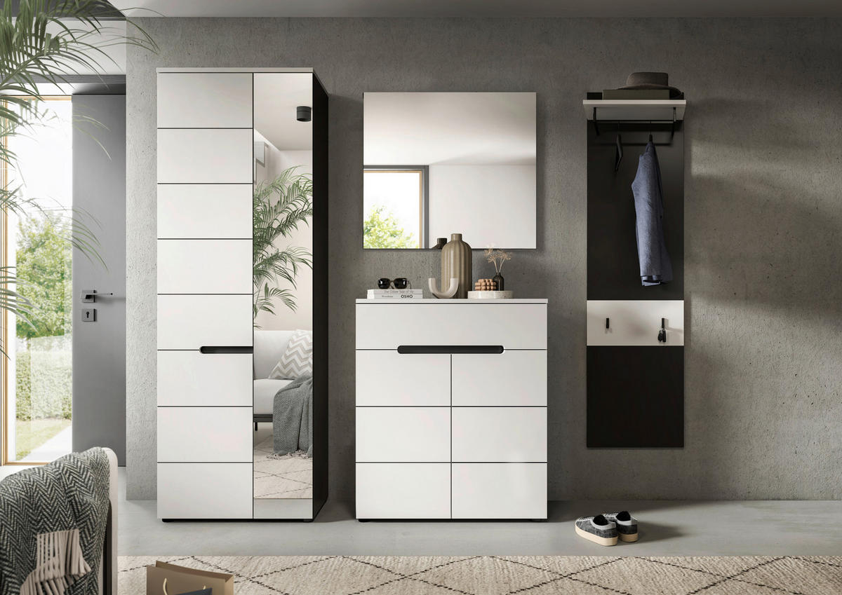 Garderobe Canu basaltgrau Nachbildung weiß B/H/T: ca. 220x190x37 cm Canu - weiß/basaltgrau (220,00/190,00/37,00cm) - xonox.home