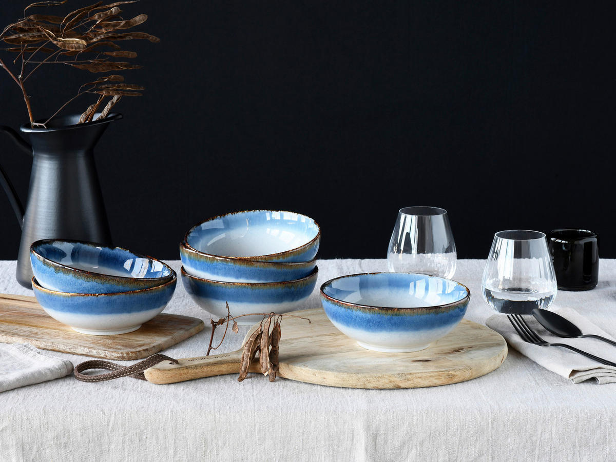 CreaTable Schüssel-Set Cascade blau Steinzeug Cascade - blau - CreaTable