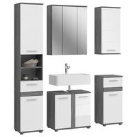 Badezimmer-Set BLAKE Rauchsilber Nachbildung weiß Hochglanz B/H/T: ca. 164x191x34 cm BLAKE - weiß (164,00/191,00/34,00cm) - xonox.home