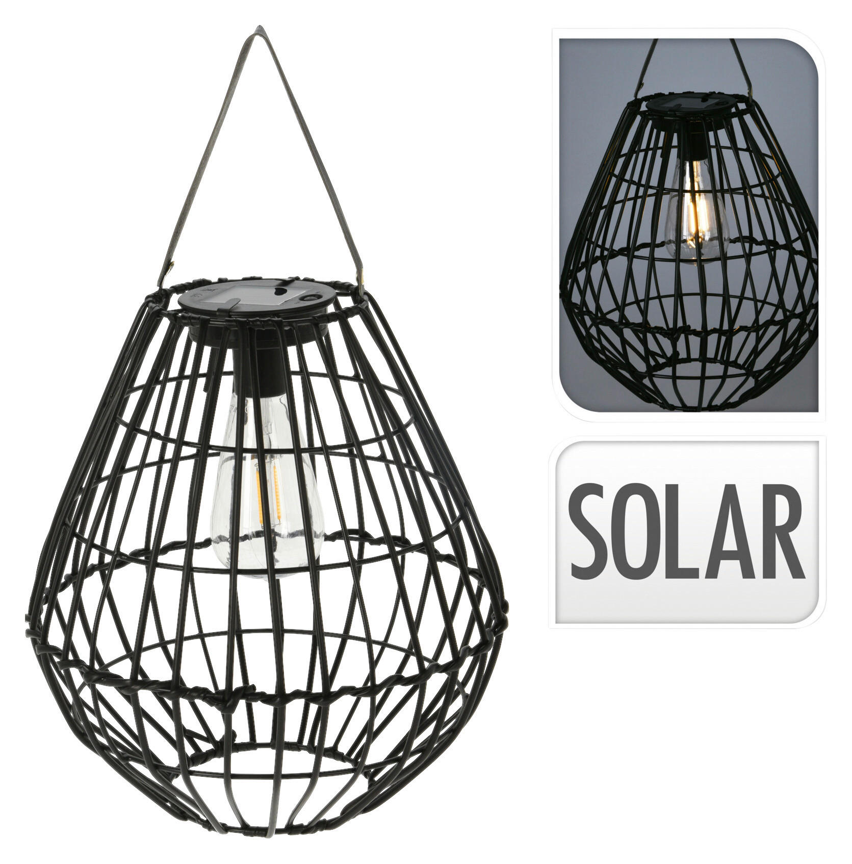 Solarlampe schwarz Metall B/H: ca. 26x28 cm