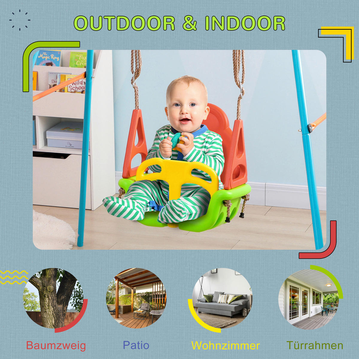 Outsunny Schaukel orange B/H/L: ca. 34x48x180 cm Kinderschaukel - orange/gelb (180,00/34,00/48,00cm) - Outsunny
