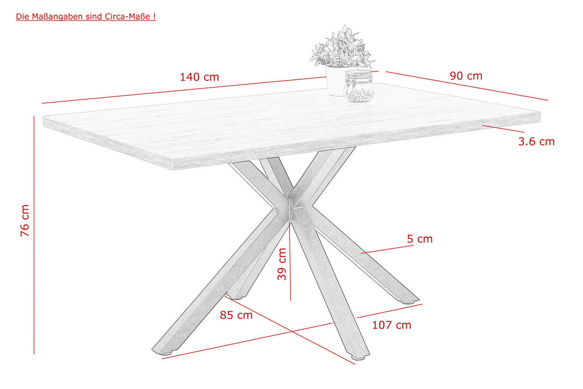 Esstisch CLEO I Beton Optik anthrazit B/H/T: ca. 140x76x90 cm CLEO I - Beton/anthrazit (140,00/76,00/90,00cm) - Hela