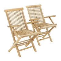 VCM Gartenstuhl 2er Set hellbraun Teakholz B/H/T: ca. 57x89x62 cm 2er Set - hellbraun (57,00/89,00/62,00cm) - VCM