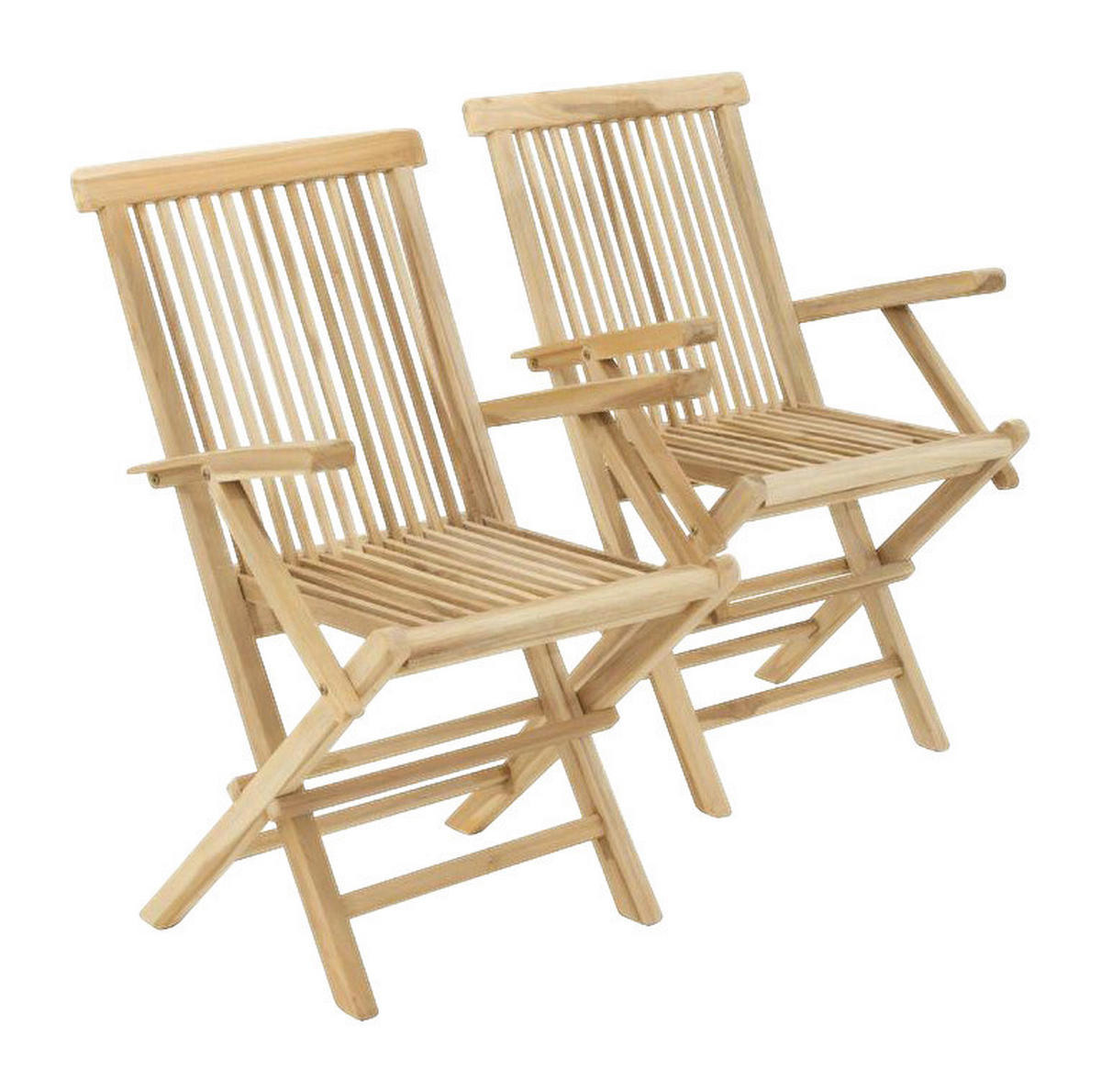 VCM Gartenstuhl 2er Set hellbraun Teakholz B/H/T: ca. 57x89x62 cm 2er Set - hellbraun (57,00/89,00/62,00cm) - VCM