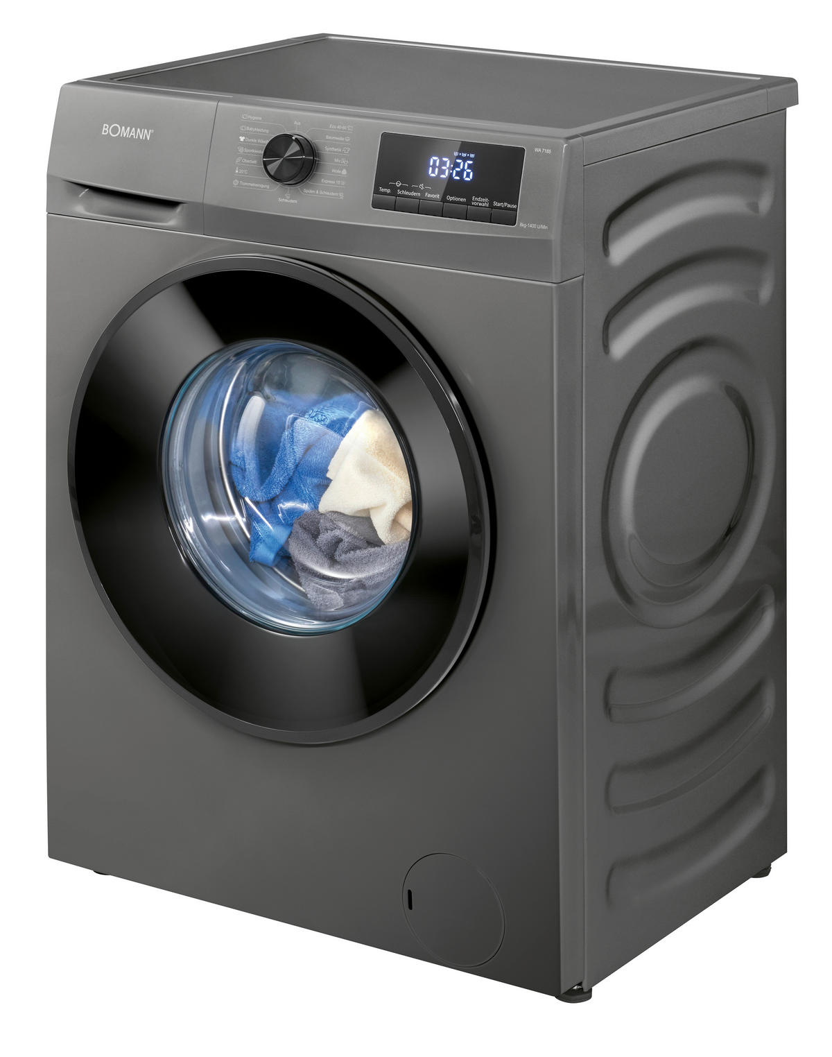 Bomann Waschmaschine WA 7185 T schwarz B/H/T: ca. 60x85x54 cm ca. 8 kg Waschmaschine WA 7185 T - schwarz/titanfarbig (60,00/85,00/54,00cm) - Bomann