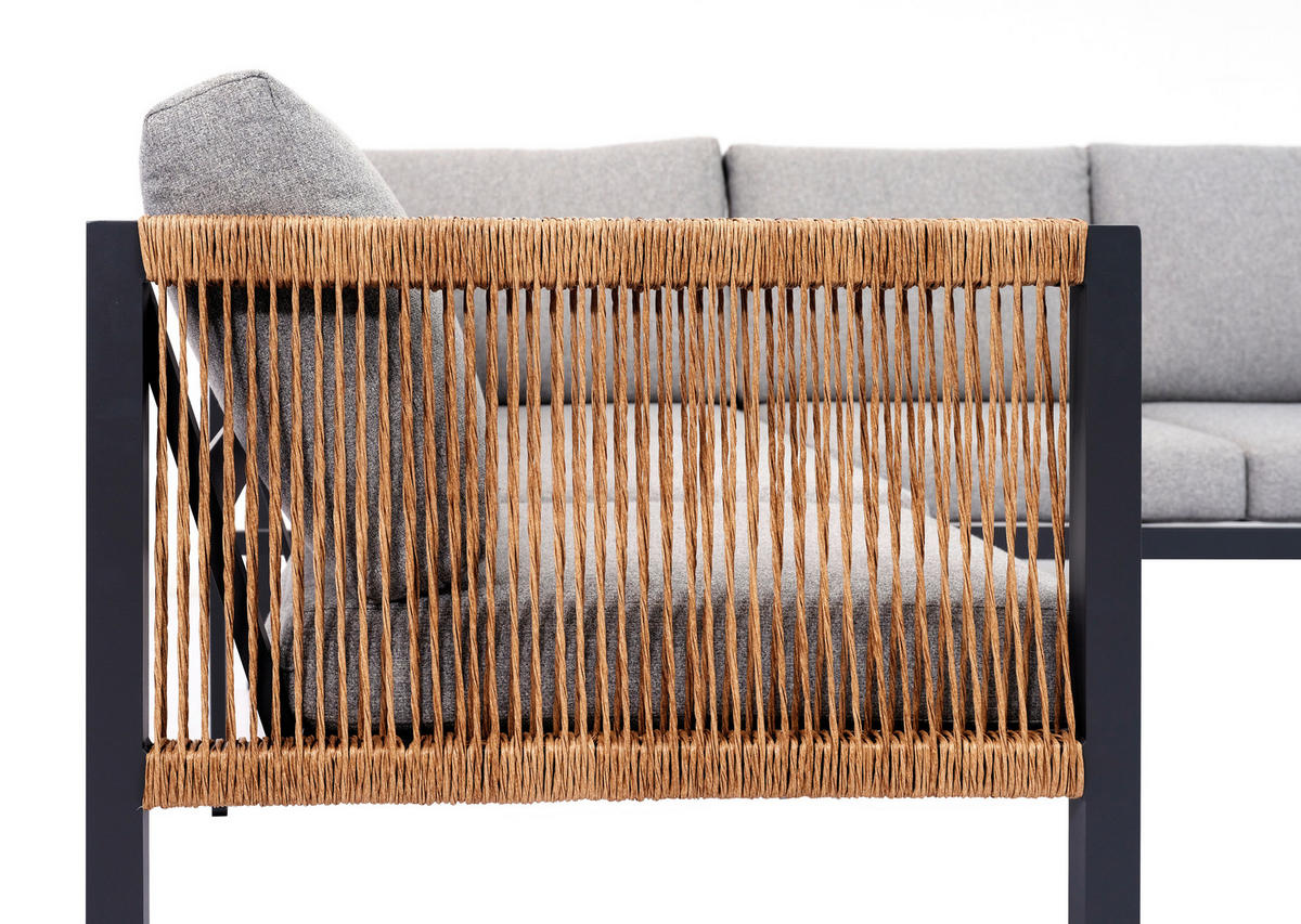 Loungeset grau Aluminium Corner_Sofaset_5tlg. - natur/dunkelgrau