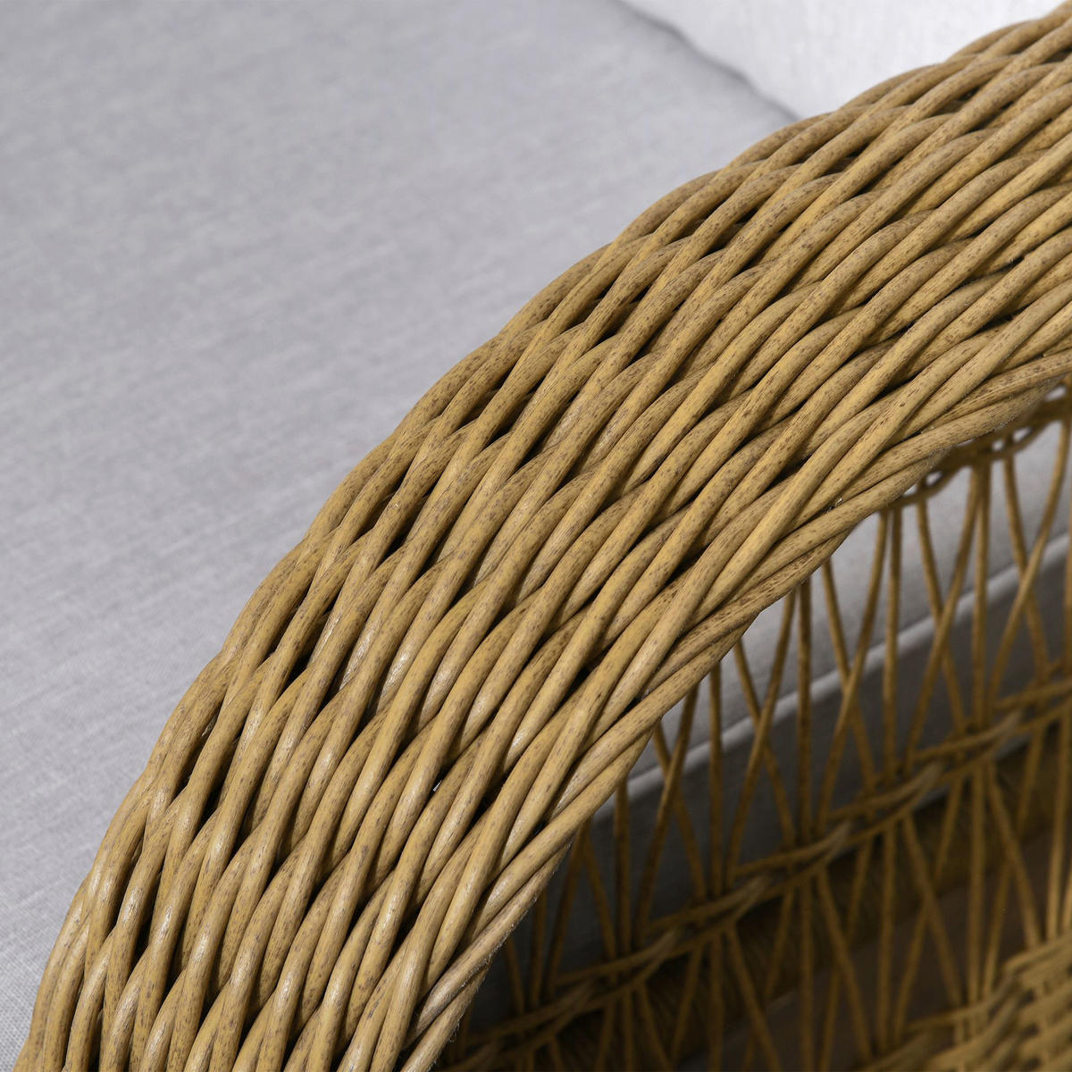 Outsunny Gartenstuhl gelb Polypropylen B/H/L: ca. 92x69x100 cm Rattan_Schaukelstuhl - hellgrau/gelb (100,00/92,00/69,00cm) - Outsunny