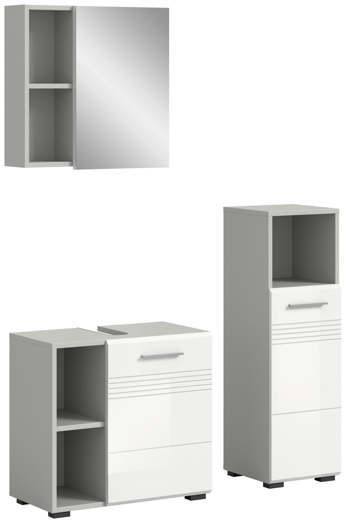 Badblock Copa hellgrau weiß Hochglanz B/H/T: ca. 105x190x32 cm Copa - hellgrau/weiß (105,00/190,00/32,00cm) - xonox.home