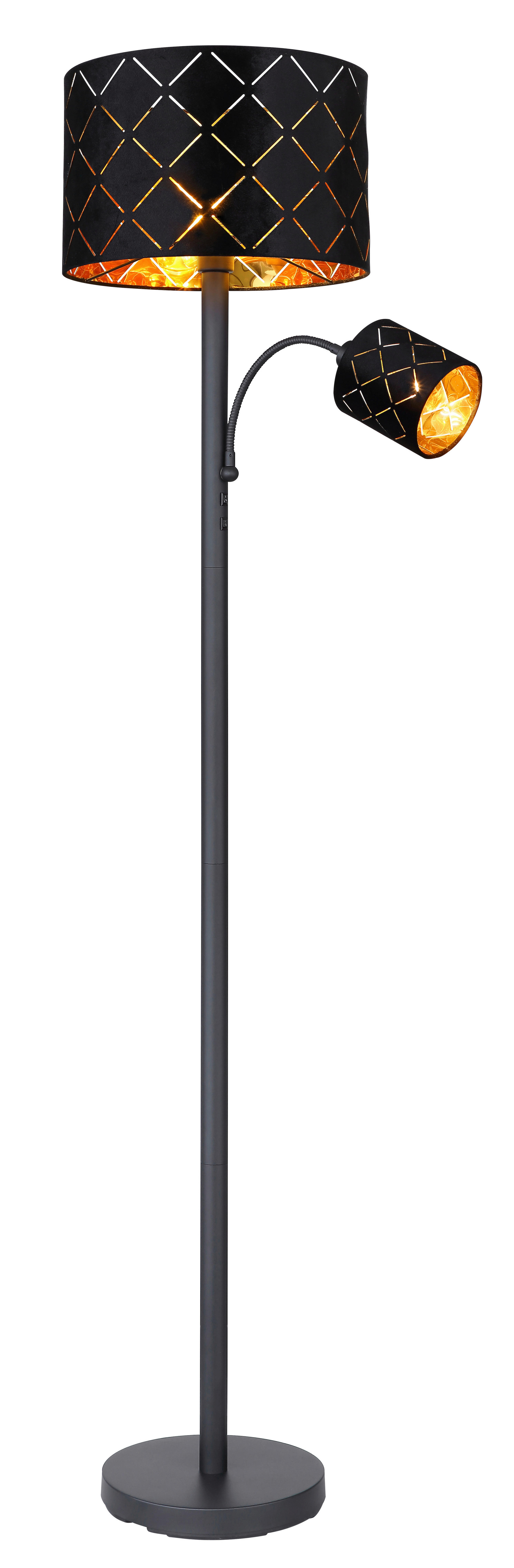 GLOBO Stehleuchte schwarz Metall H/D: ca. 162x35 cm E27 1 Brennstellen SUNNA - schwarz (35,00/162,00cm) - GLOBO