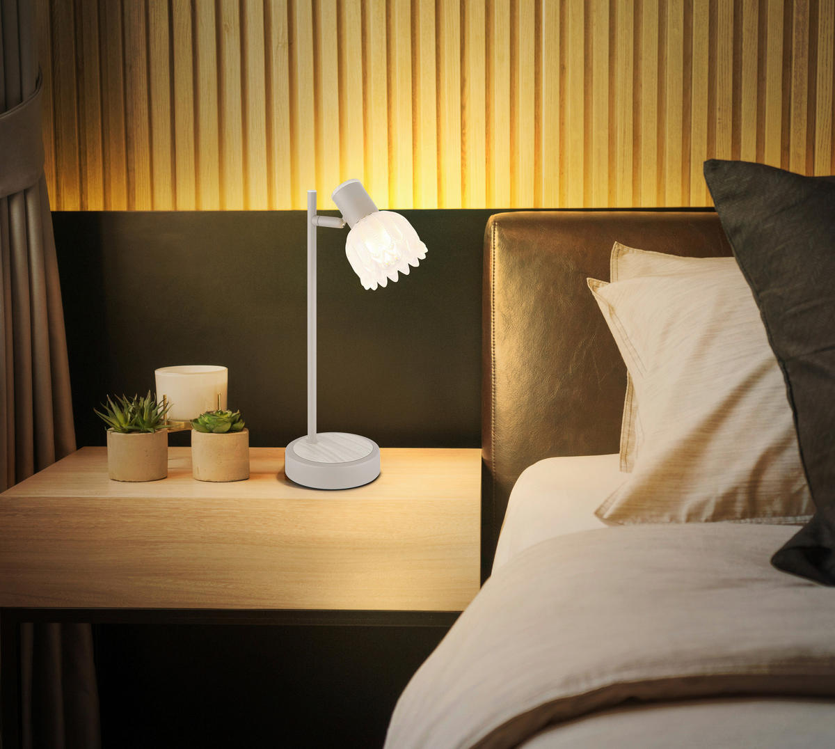 GLOBO Tischleuchte sand Glas Metall B/H/L: ca. 13x36,5x13 cm E14 1 Brennstellen Tischleuchte-Planta - sand (13,00/13,00/36,50cm) - GLOBO