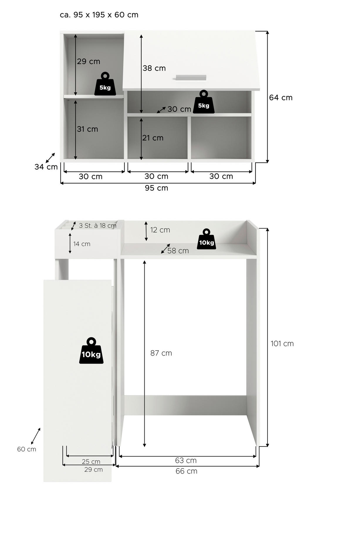 Waschmaschinenumbauschrank Free weiß B/H/T: ca. 95x195x60 cm Free - weiß (95,00/195,00/60,00cm) - xonox.home