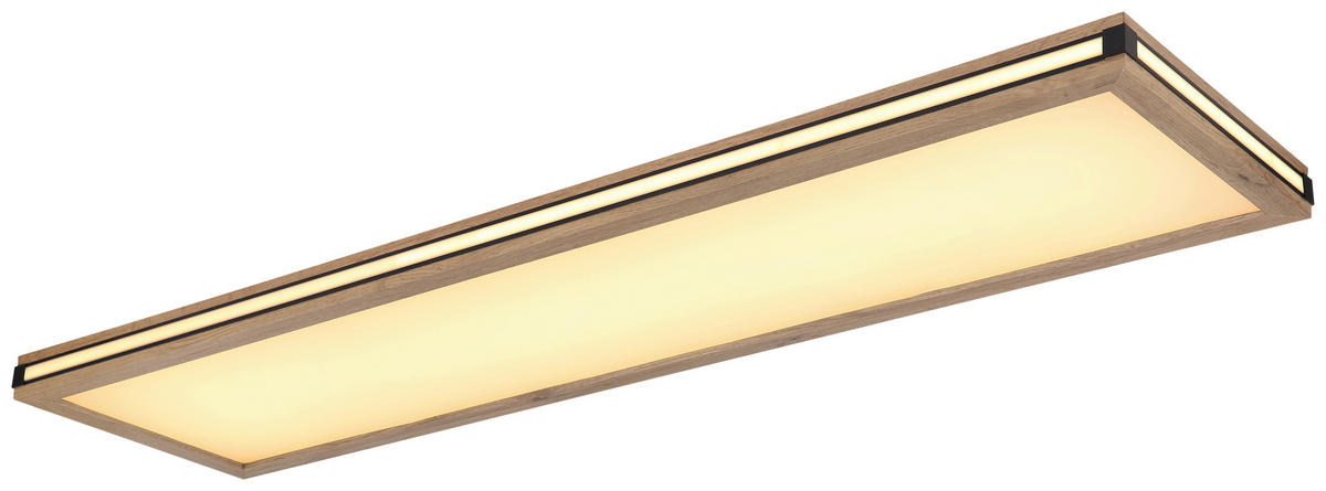 GLOBO LED-Deckenleuchte weiß dunkelbraun mattschwarz MDF Metall Kunststoff B/H/T: ca. 30x7,5x120 cm CARLA - dunkelbraun/weiß (30,00/7,50/120,00cm) - GLOBO