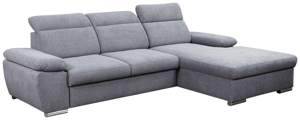 Funktionsecke Palma dunkelgrau Microfaser B/H/T: ca. 285x100x182 cm Palma - Chrom/dunkelgrau (285,00/100,00/182,00cm)
