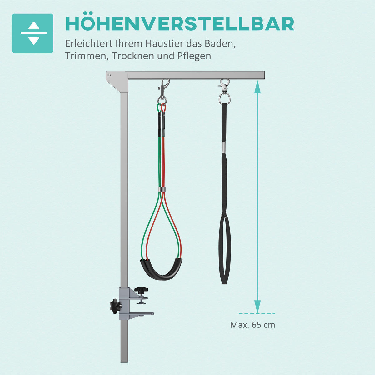 PawHut Haustier Fellpflege m. Klemme silber Aluminium B/H/L: ca. 8x36x74 cm Haustier_Fellpflege_Arm - silber (74,00/8,00/36,00cm) - PawHut