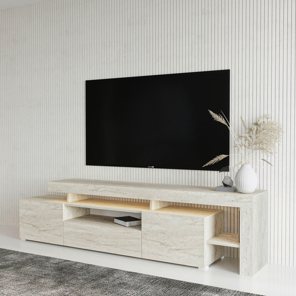 TV-Lowboard Granit B/H/T: ca. 192x53x37 cm Granit - (192,00/53,00/37,00cm) - moebel17