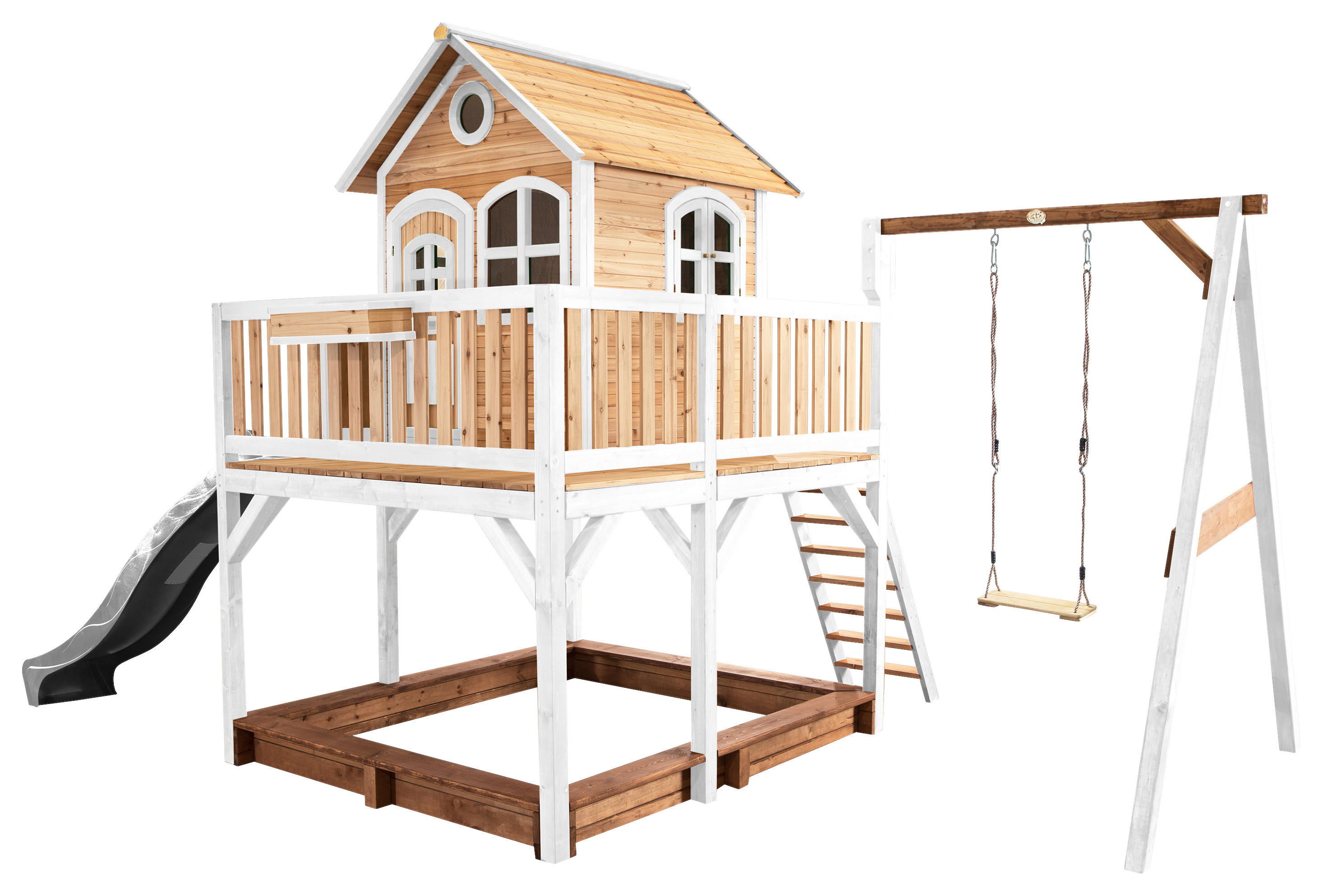 AXI Spielhaus Liam braun B/H/L: ca. 541x291x277 cm Liam - braun/weiß (277,00/541,00/291,00cm) - AXI