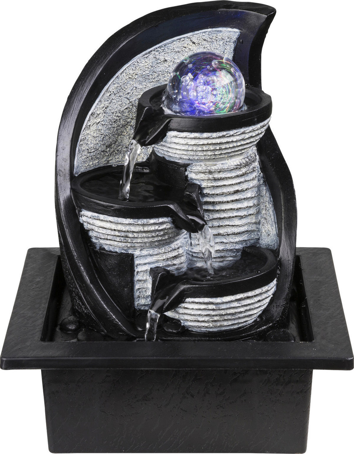 GLOBO Zimmerbrunnen ALBERT 93022 grau Kunststoff B/H/L: ca. 18x26x21 cm LED-Zimmerbrunnen 93022 - grau (21,00/18,00/26,00cm) - GLOBO