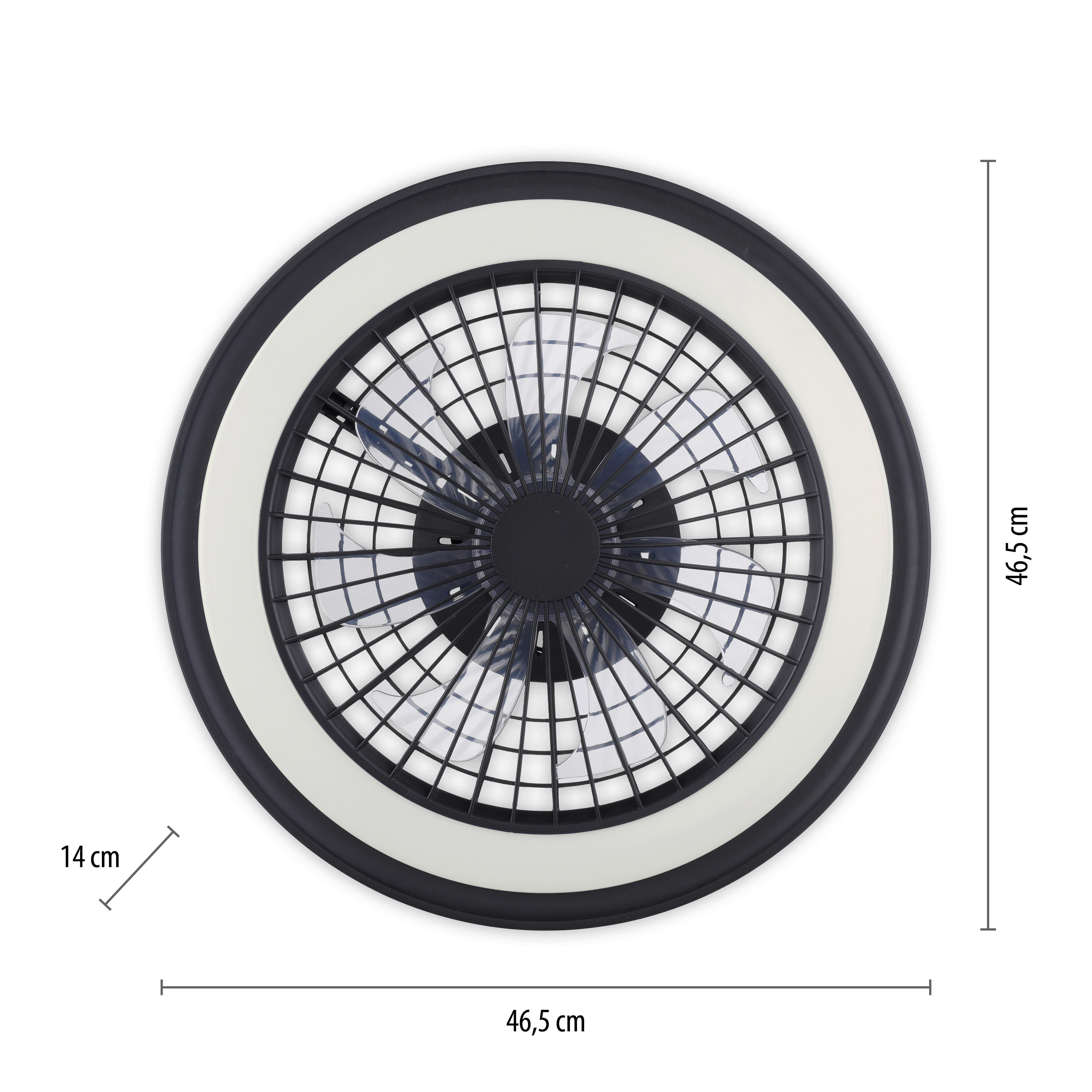 Just Light LED-Deckenventilator schwarz B/H/L: ca. 45,5x14x45,5 cm max. 36 W LED-Deckenventilator_Brandon - schwarz (45,50/45,50/14,00cm) - Just Light