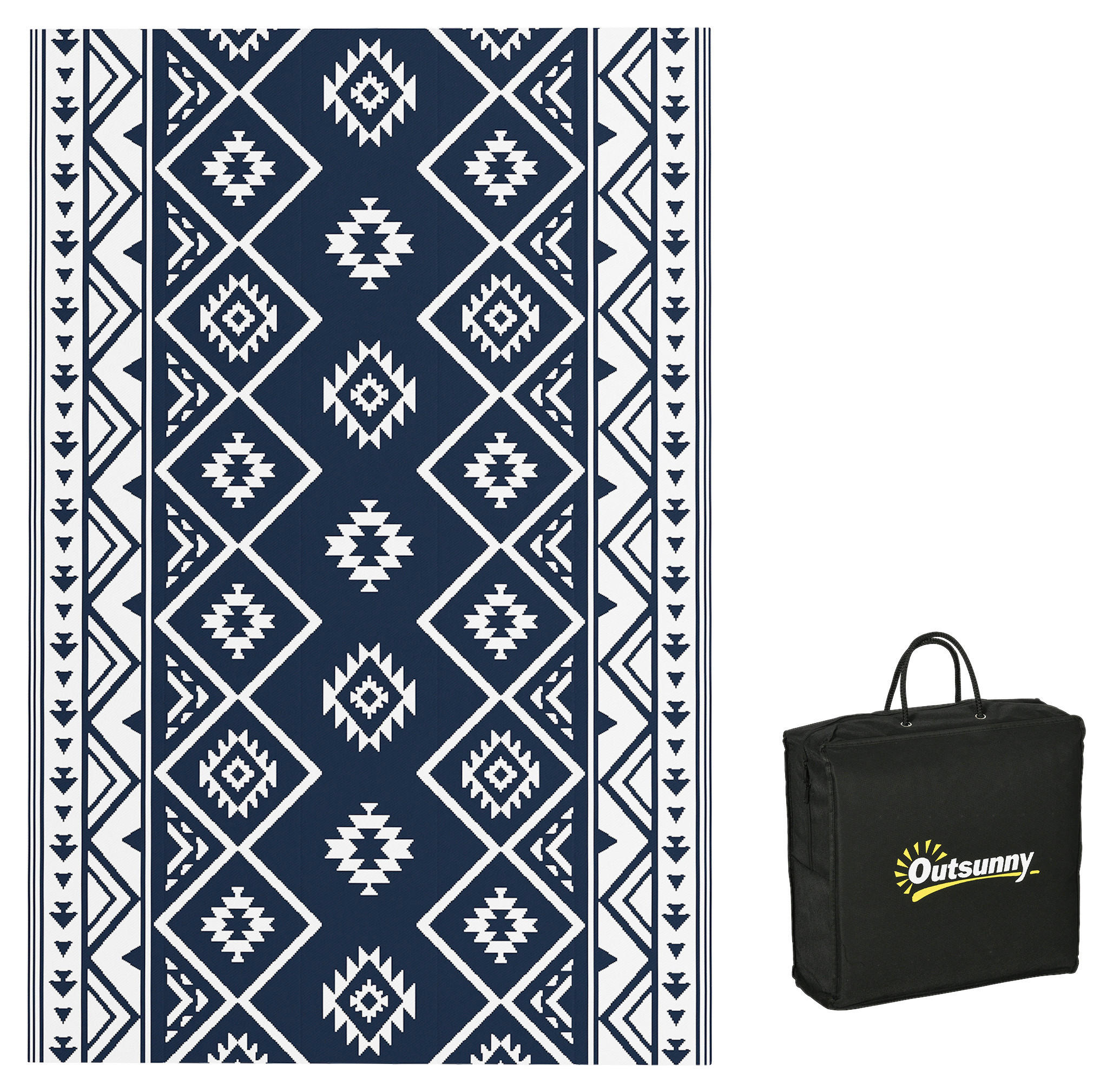 Outsunny Outdoor-Teppich blau B/H/L: ca. 274x182x0,3 cm Outdoor-Teppich - blau/weiß (0,30/274,00/182,00cm) - Outsunny