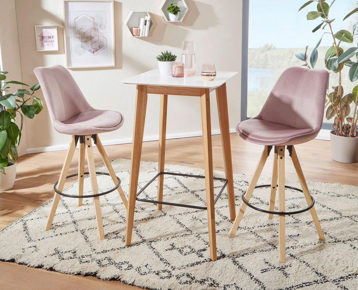 Bartisch weiß natur MDF B/H/T: ca. 60x110x60 cm Bartisch - weiß/natur (60,00/110,00/60,00cm) - Wohnling