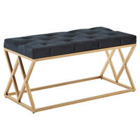 Sitzbank schwarz gold lackiert Samt Edelstahl B/H/T: ca. 90x46x44 cm Sitzbank - gold/schwarz (90,00/46,00/44,00cm) - Wohnling