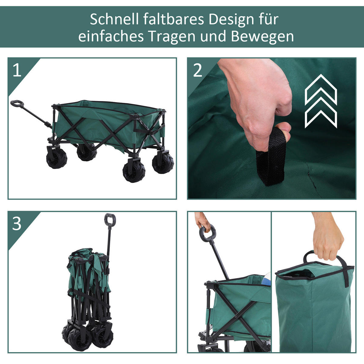 Outsunny Gerätewagen grün B/H/L: ca. 55x91x108 cm Bollerwagen - grün (108,00/55,00/91,00cm) - Outsunny