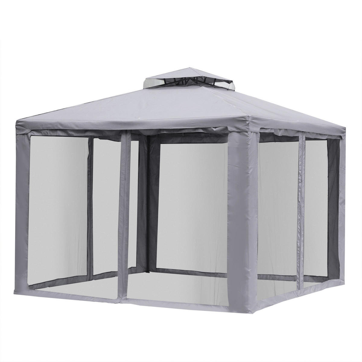 Outsunny Pavillon hellgrau Metall B/H/L: ca. 294x265x294 cm Pavillon - hellgrau (294,00/294,00/265,00cm) - Outsunny