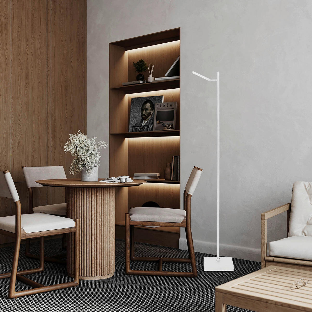 Näve Leuchten LED-Stehleuchte weiß Metall B/H/T: ca. 26,6x135x20 cm LUPA - weiß (26,60/135,00/20,00cm) - Näve Leuchten