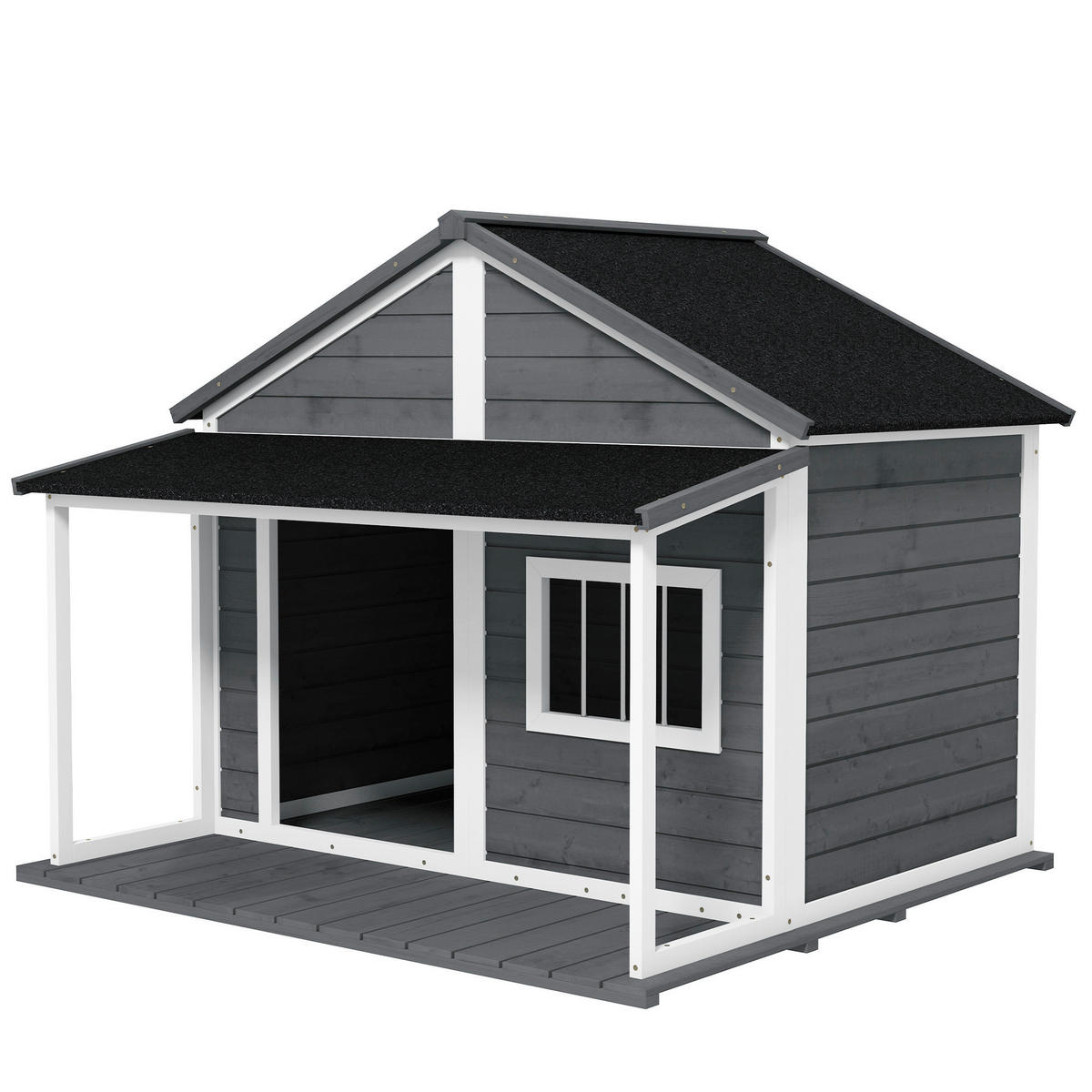 PawHut Hunde-Zubehör grau Polypropylen B/H/L: ca. 112x124x105 cm Hundehütte - grau (105,00/112,00/124,00cm) - PawHut