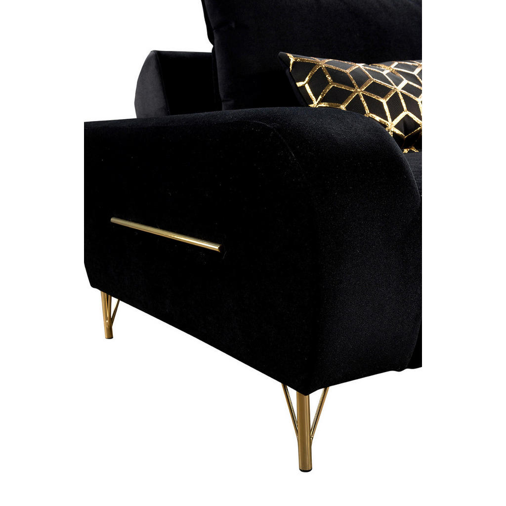 Thumbnail - Ecksofa Bodrum schwarz Plüsch B/H/T: ca. 340x89x296 cm