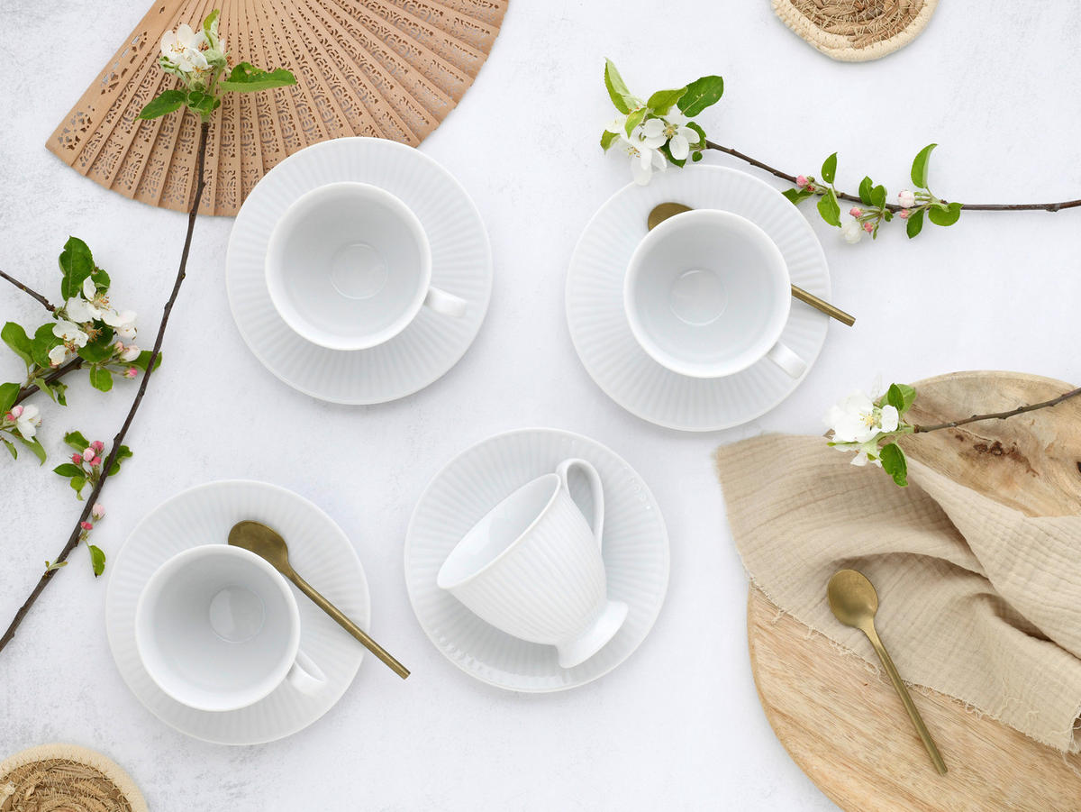 CreaTable Kaffeeset Valencia weiß Porzellan Valencia - weiß - CreaTable