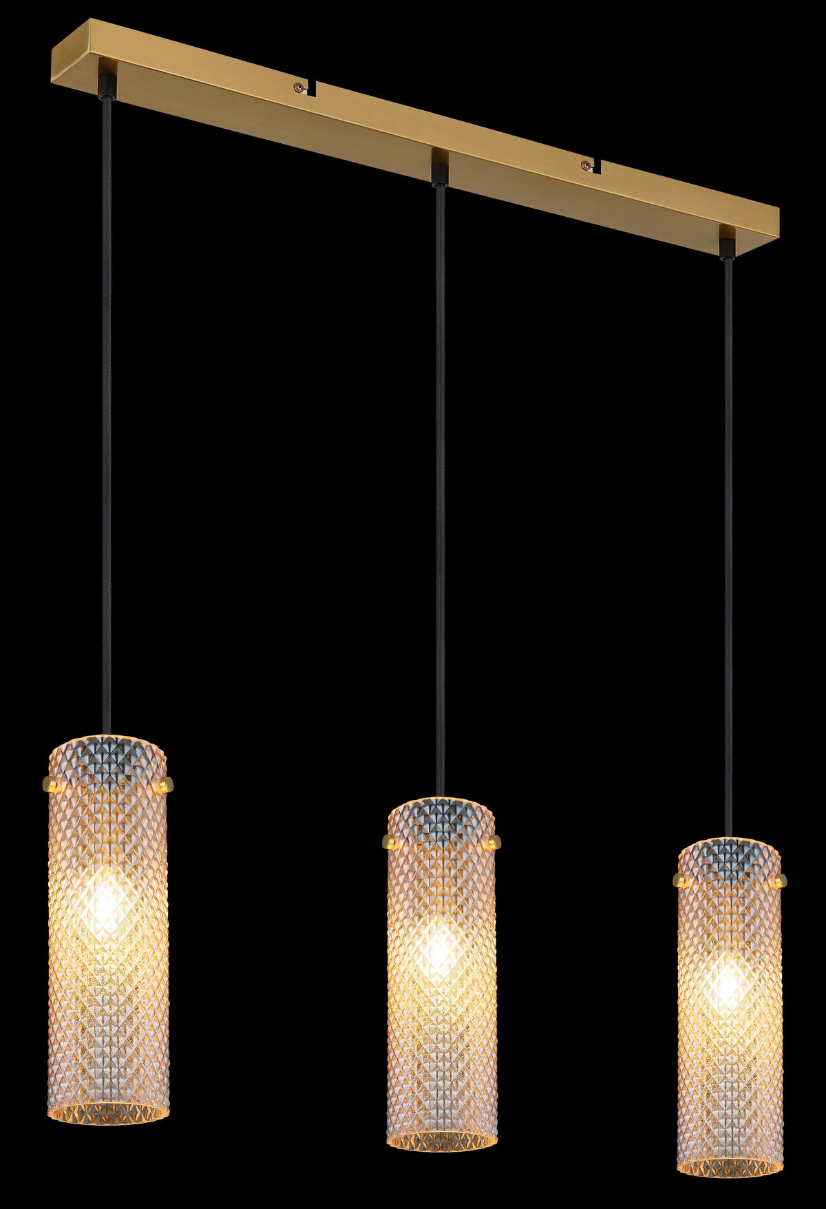 GLOBO Pendelleuchte amber gold Metall Glas B/H/T/L: ca. 8x120x65x65 cm E14 3 Brennstellen Karolo - gold/amber (65,00/8,00/120,00cm) - GLOBO