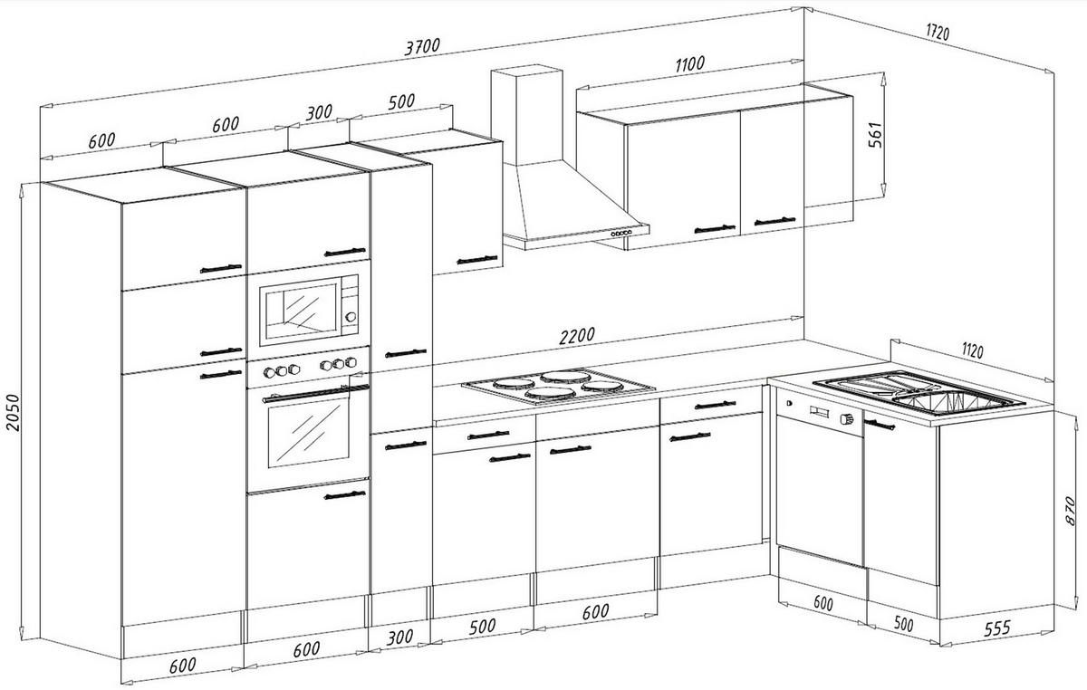 Respekta Winkelküche KBL370EYGMISGKE grau B/H/T: ca. 370x205x172 cm KBL370EYGMISGKE - Eiche/grau (370,00/205,00/172,00cm) - Respekta