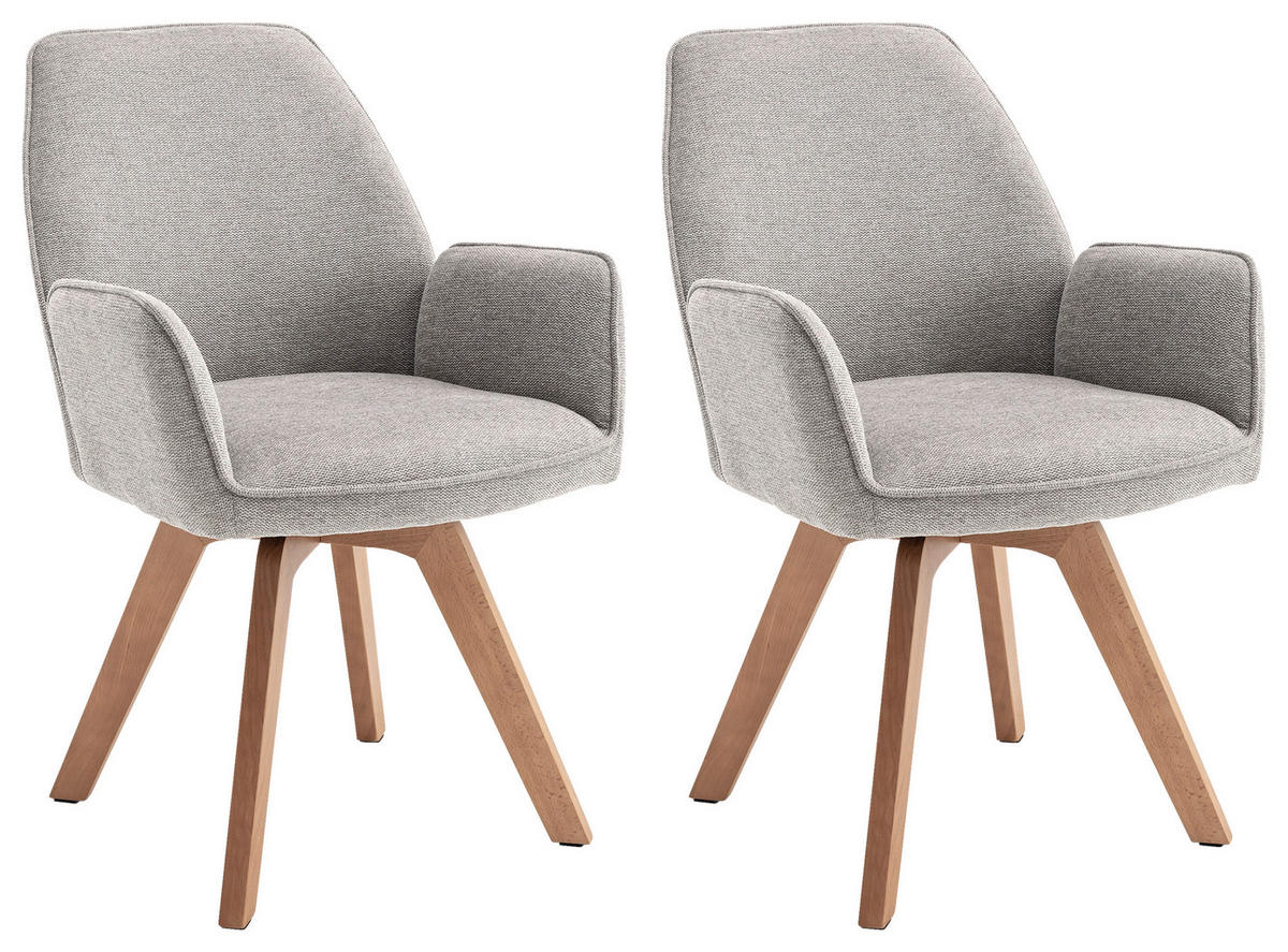 Stuhl TONY Eiche grau Holz Stoff B/H/T: ca. 57x89x61 cm TONY - Eiche/grau (57,00/89,00/61,00cm) - byLIVING