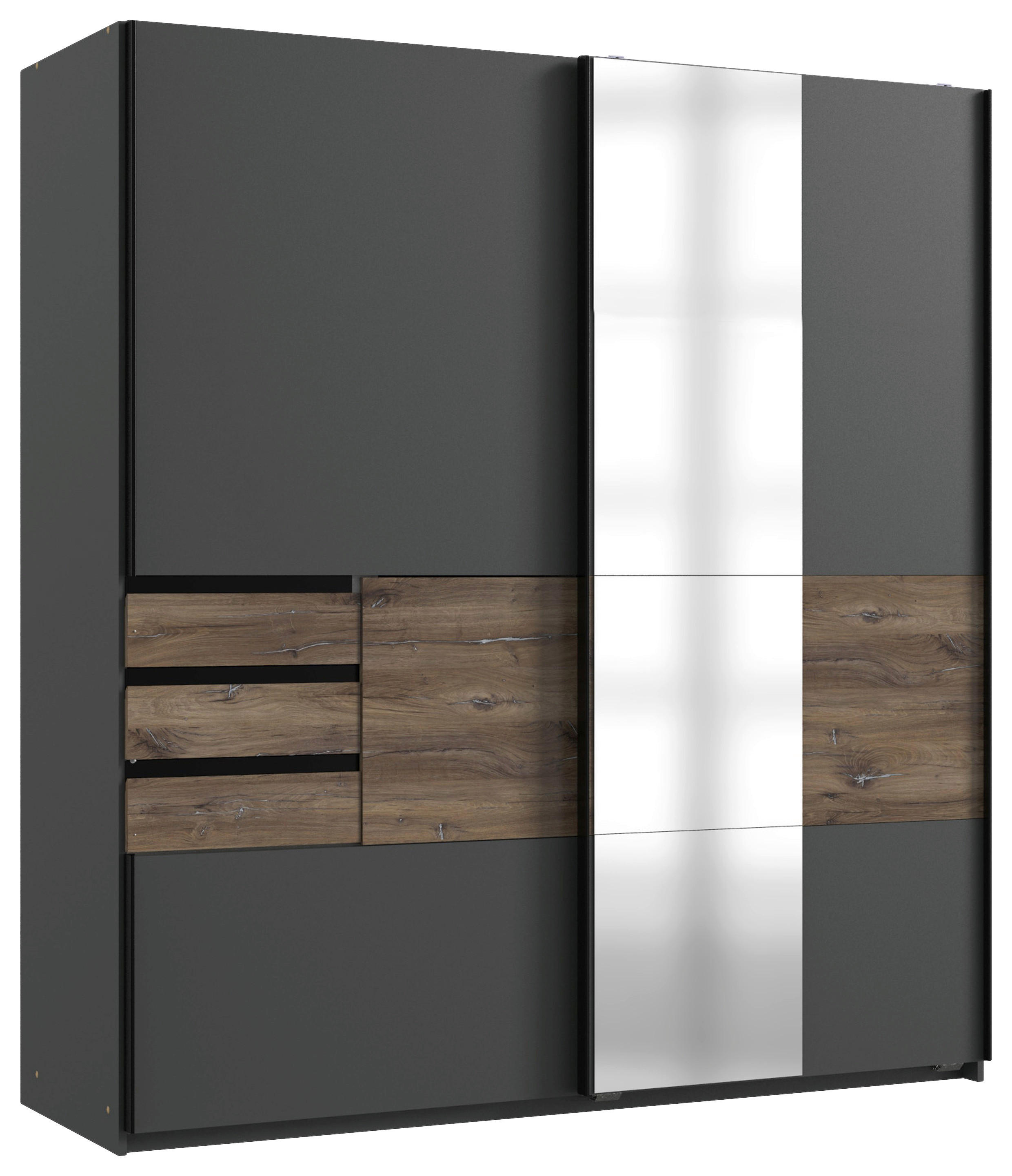 Schwebetürenschrank Bamberg Graphit Eiche Flagstaff Nachbildung B/H/T: ca. 180x198x65 cm Bamberg - Eiche/Graphit (180,00/198,00/65,00cm)