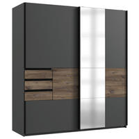 Schwebetürenschrank Bamberg Graphit Eiche Flagstaff Nachbildung B/H/T: ca. 180x198x65 cm Bamberg - Eiche/Graphit (180,00/198,00/65,00cm)