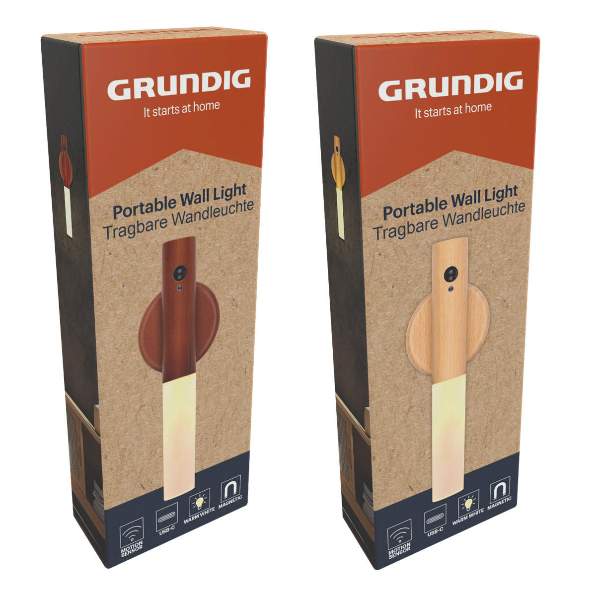 LED-Wandleuchte hellbraun dunkelbraun B/H/L: ca. 3x6x18 cm LED-Wandleuchte_Portabel - dunkelbraun/hellbraun (18,00/3,00/6,00cm)