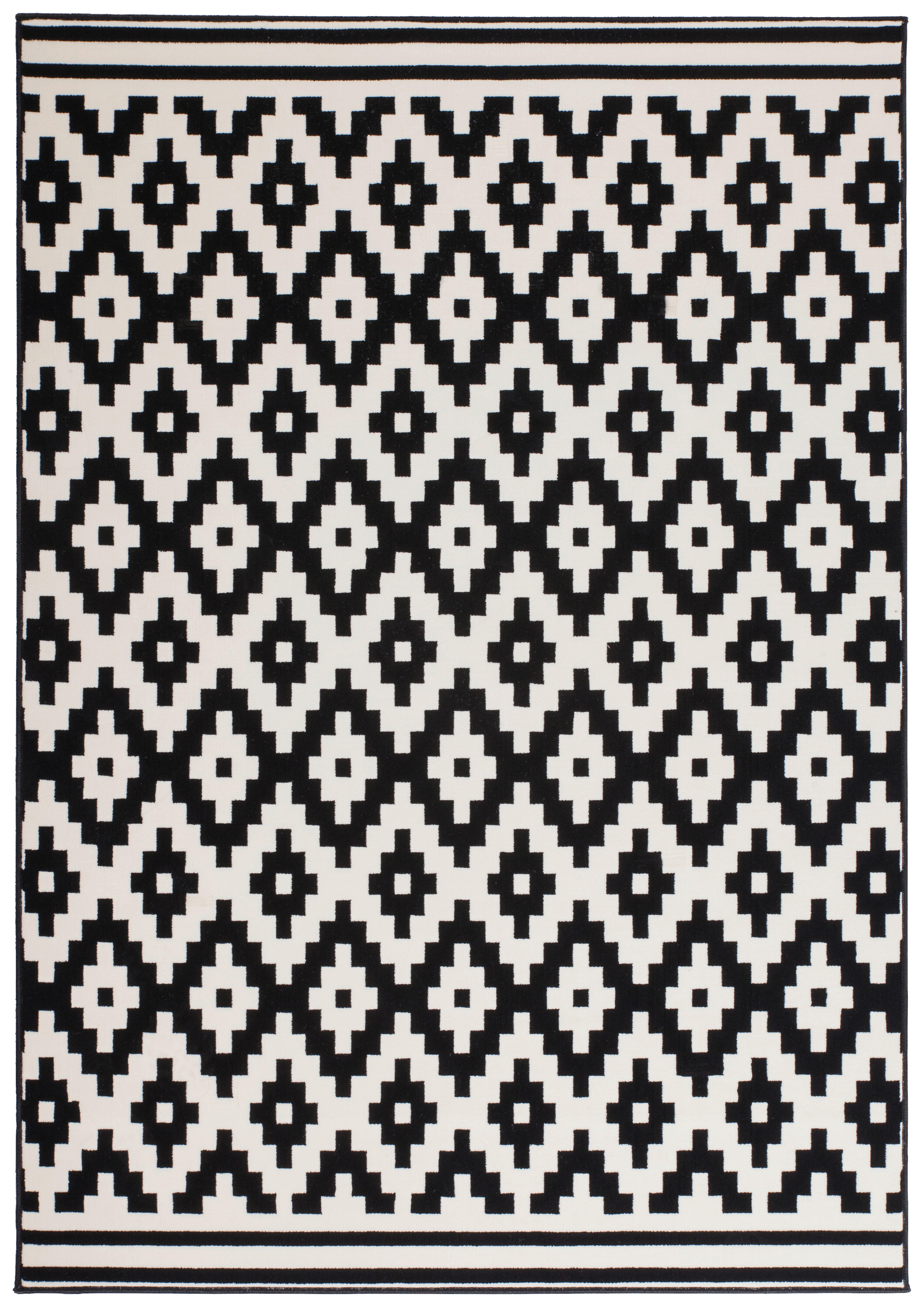 Kayoom Kurzflorteppich Now! 325 weiß B/L: ca. 80x150 cm Now! 325 - weiß/schwarz (80,00/150,00cm) - Kayoom