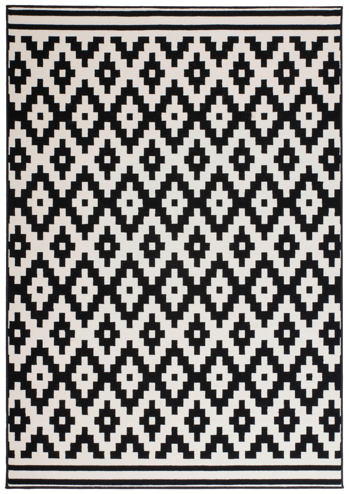 Kayoom Kurzflorteppich Now! 325 weiß B/L: ca. 80x150 cm Now! 325 - weiß/schwarz (80,00/150,00cm) - Kayoom