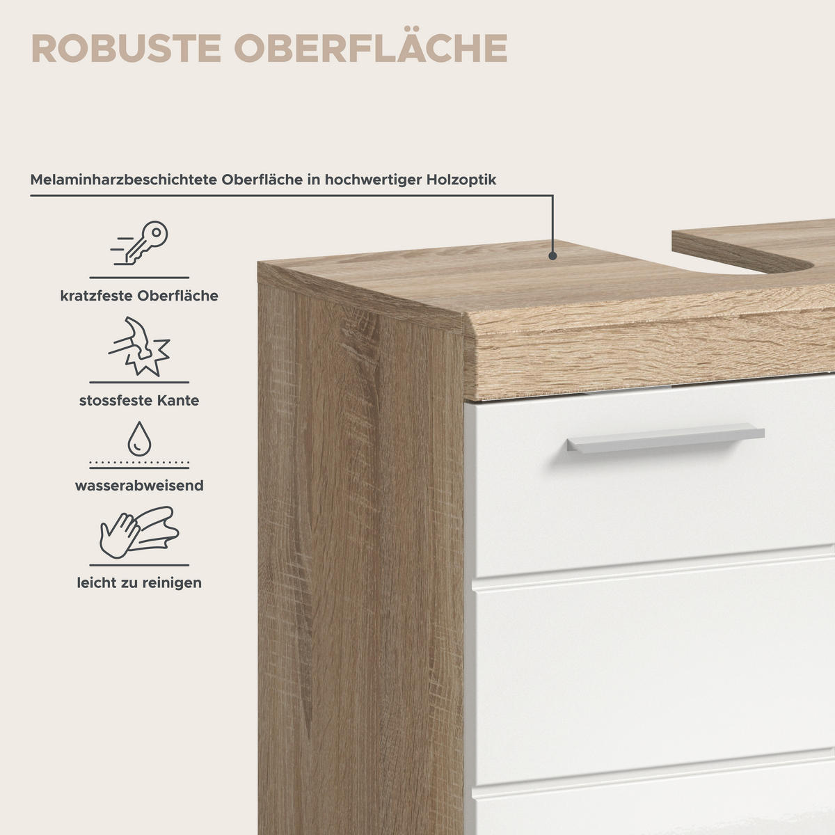 Badezimmer-Set Lambada Eiche Sonoma Nachbildung weiß Hochglanz B/H/T: ca. 186x191x34 cm Lambada - Eiche/weiß (186,00/191,00/34,00cm) - xonox.home