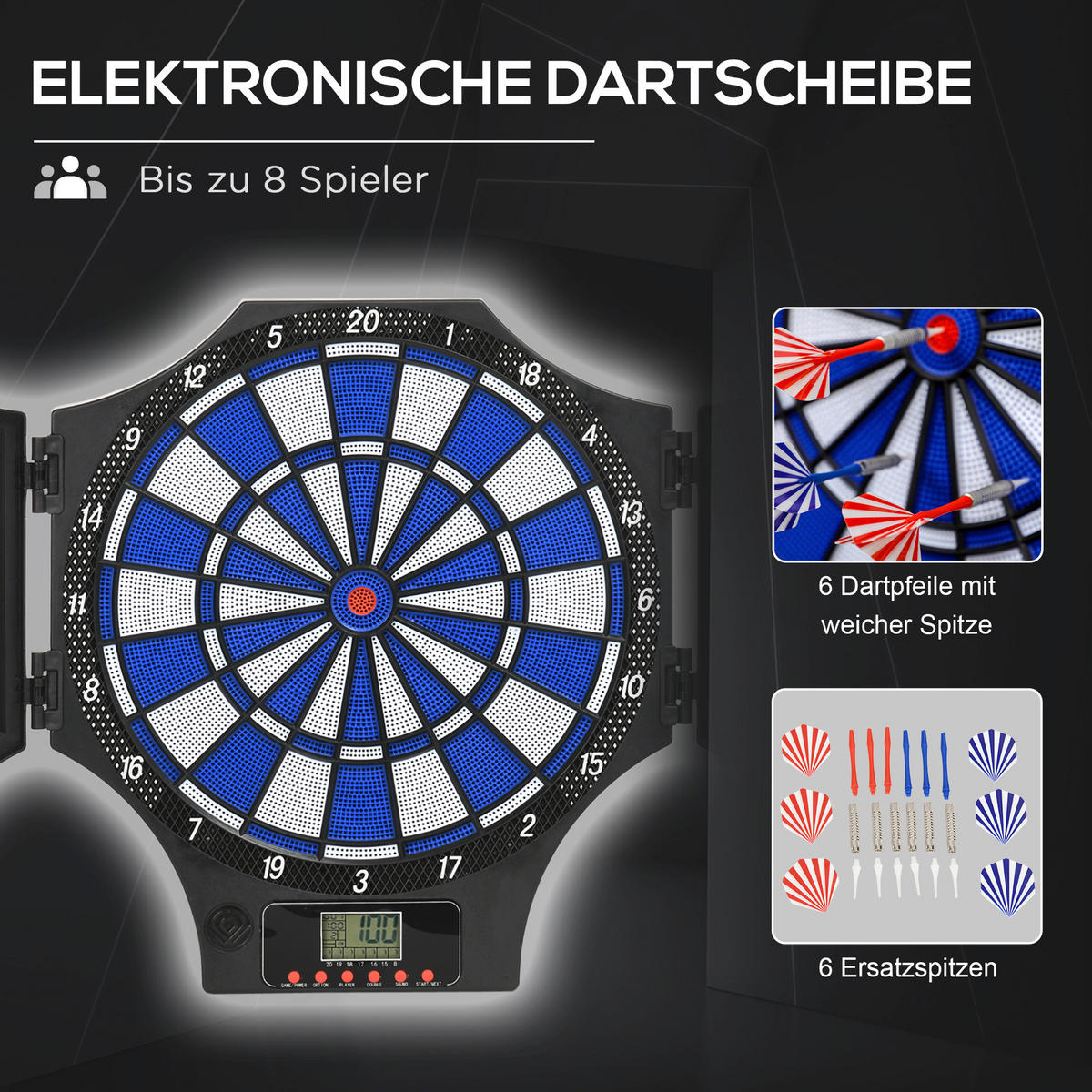 SPORTNOW Elektronische Dartscheibe B/H/L: ca. 45x83x4 cm Elektronische_Dartscheibe - schwarz (4,00/45,00/83,00cm) - SPORTNOW